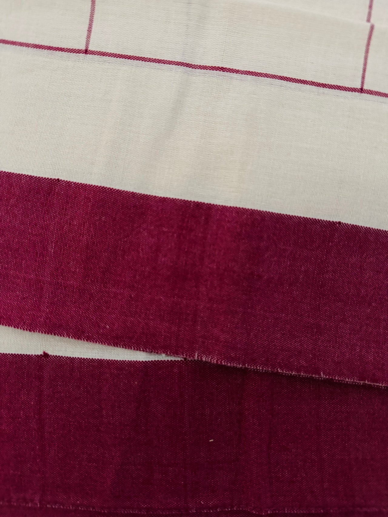 ShopNaya Exclusive | Handwoven | Contemporary Pure Cotton Saree | No Blouse | Off-White & Red | Handloom Mark | Ships from California