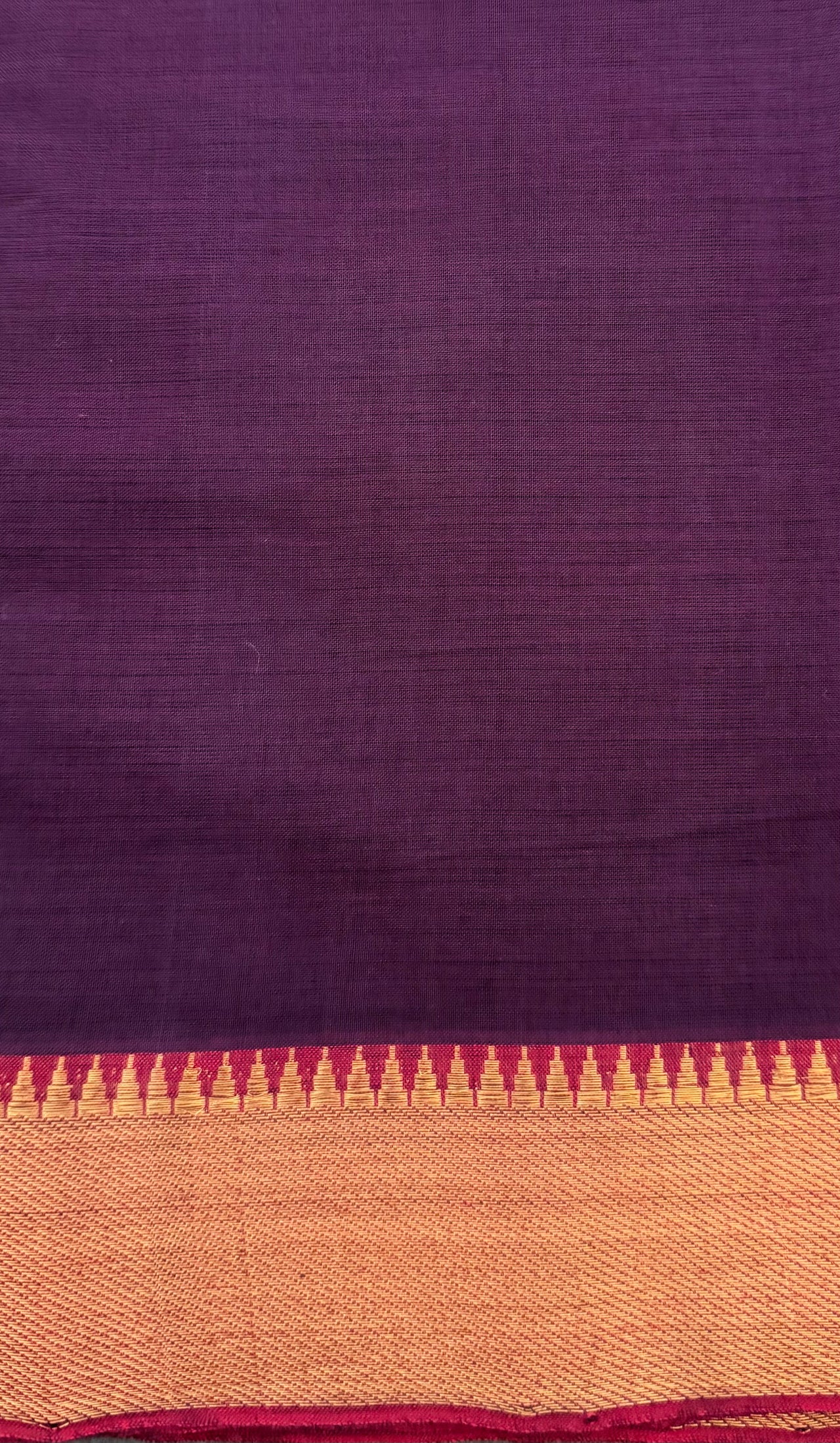 Handwoven Mangalgiri Cotton Saree | Deep Purple | Gold Zari | Ships from California