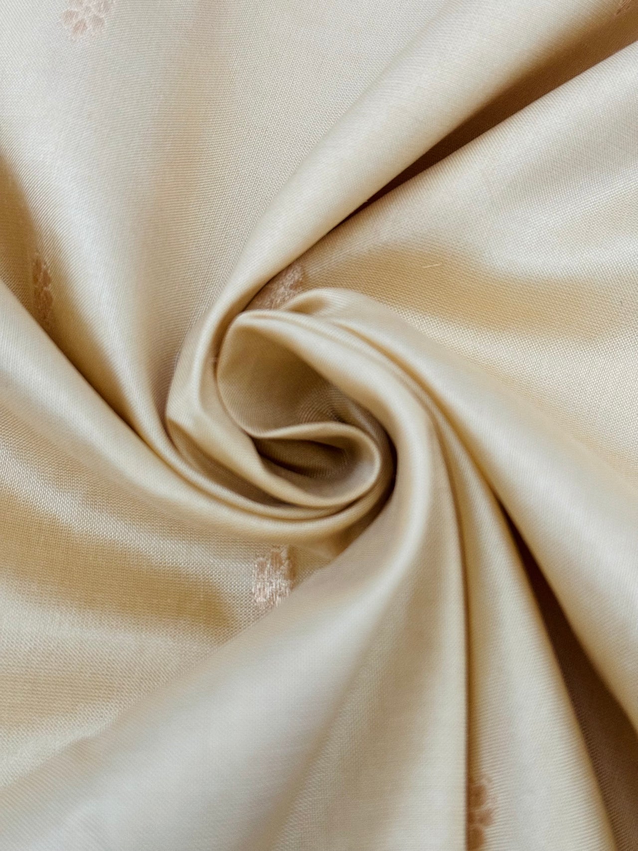 Lightweight Banarasi Katan Silk Saree | Beige | Gold Zari | Handwoven | Silk Mark Certified | Ships from California