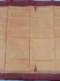 Thumbnail for Vegan Silk Saree | No Zari | No Blouse | Handwoven | Peach & Brick Red | Ships from California