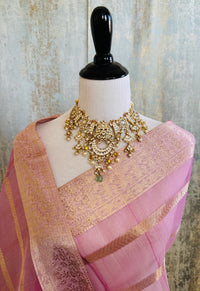 Thumbnail for Ahmedabadi Kundan Jewelry Set | Semi-Precious Stones | Brass Base | Gold Plated | Silver Foil | Free Shipping | Ships from California
