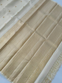 Thumbnail for Exclusive Kanchipuram Pure Silk Saree | Off White | Ven Pattu | Pure Zari | Handwoven | Ships from California | Pushpam - ShopNaya Exclusive