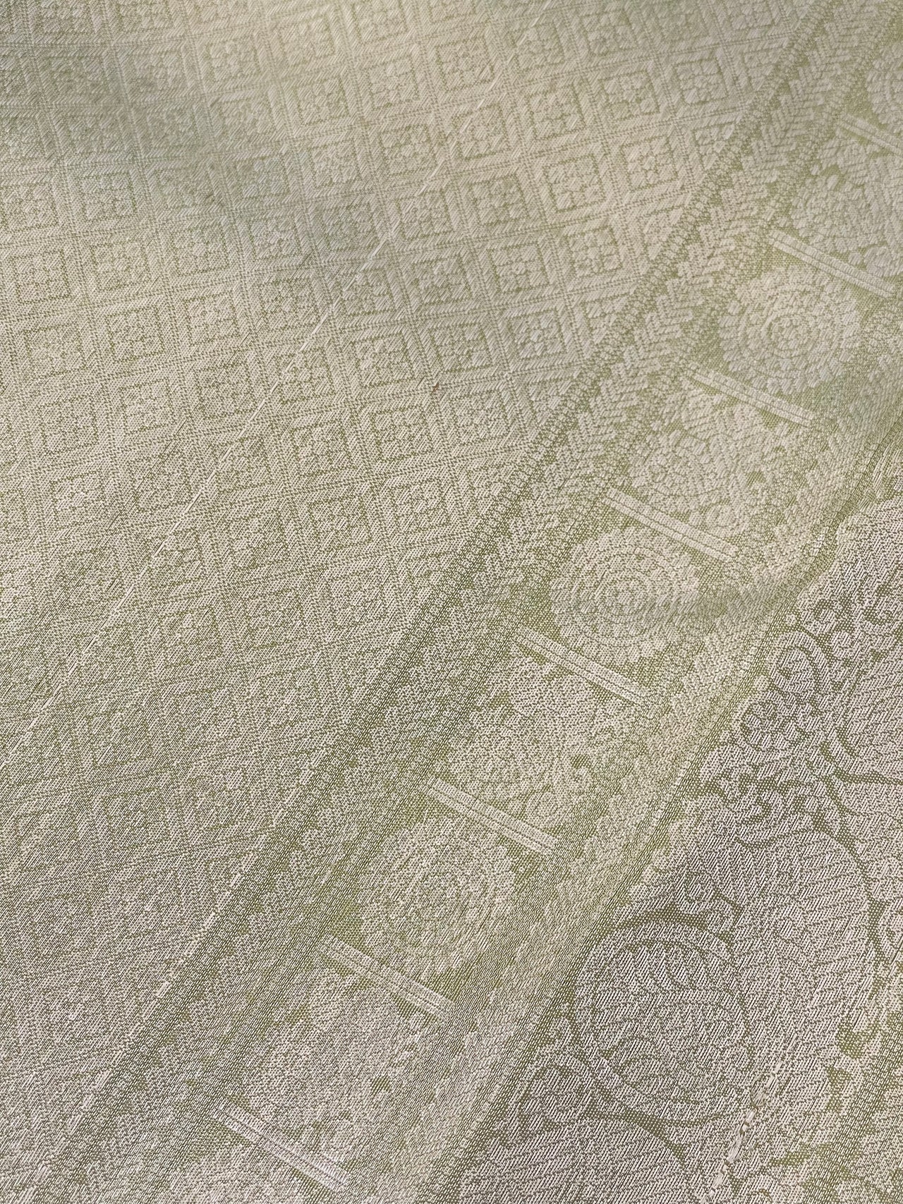 ShopNaya Exclusive | Metallic Kanchipuram Pure Silk Saree | Pastel Green | Pure Silver Zari | Handwoven | Ships from California