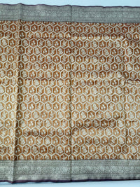 Thumbnail for Organza Silk Sari from Banaras | Metallic Rust Orange | Gold Zari | Handwoven | Ships from California