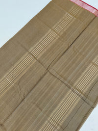 Thumbnail for Handwoven Mangalgiri Cotton Saree | Light Brown | Gold & Silver Zari | Handwoven | Ships from California
