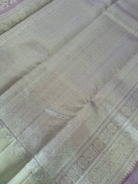 Thumbnail for ShopNaya Exclusive | Metallic Kanchipuram Pure Silk Saree | Lilac | Pure Silver Zari | Handwoven | Ships from California