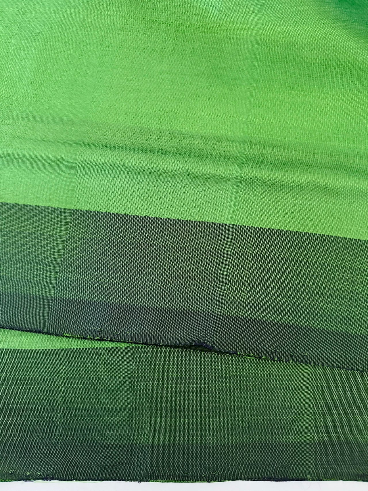 Vegan Silk Saree | No Zari | No Blouse | Handwoven | Leaf Green & Purple | Ships from California