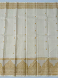 Thumbnail for Exclusive Kanchipuram Pure Silk Saree | Off White | Ven Pattu | Pure Zari | Handwoven | Ships from California | Pushpam - ShopNaya Exclusive