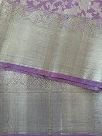 Thumbnail for ShopNaya Exclusive | Metallic Kanchipuram Pure Silk Saree | Lilac | Pure Silver Zari | Handwoven | Ships from California