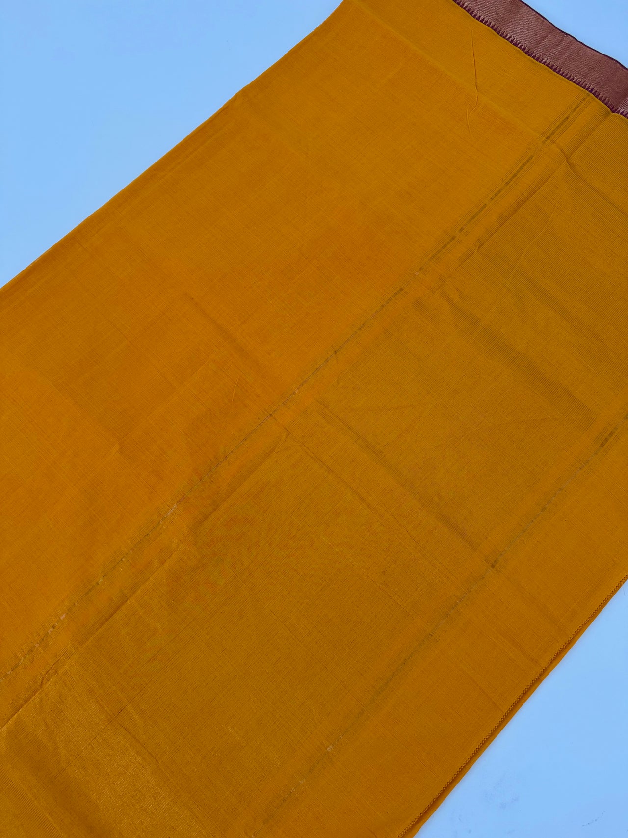 Handwoven Mangalgiri Cotton Saree | Tumeric Yellow | Gold Zari | Handwoven | Ships from California