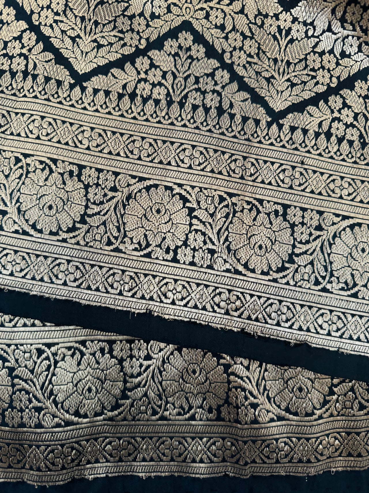 Banarasi Katan Brocade Pure Silk Saree | Black | Gold Zari | Handwoven | Silk Mark Certified | Ships from California