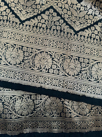 Thumbnail for Banarasi Katan Brocade Pure Silk Saree | Black | Gold Zari | Handwoven | Silk Mark Certified | Ships from California