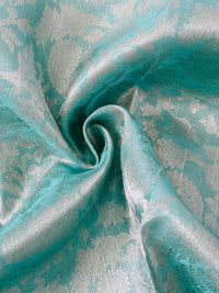 Thumbnail for ShopNaya Exclusive | Metallic Kanchipuram Pure Silk Saree | Pastel Cyan Blue | Pure Silver Zari | Handwoven | Ships from California