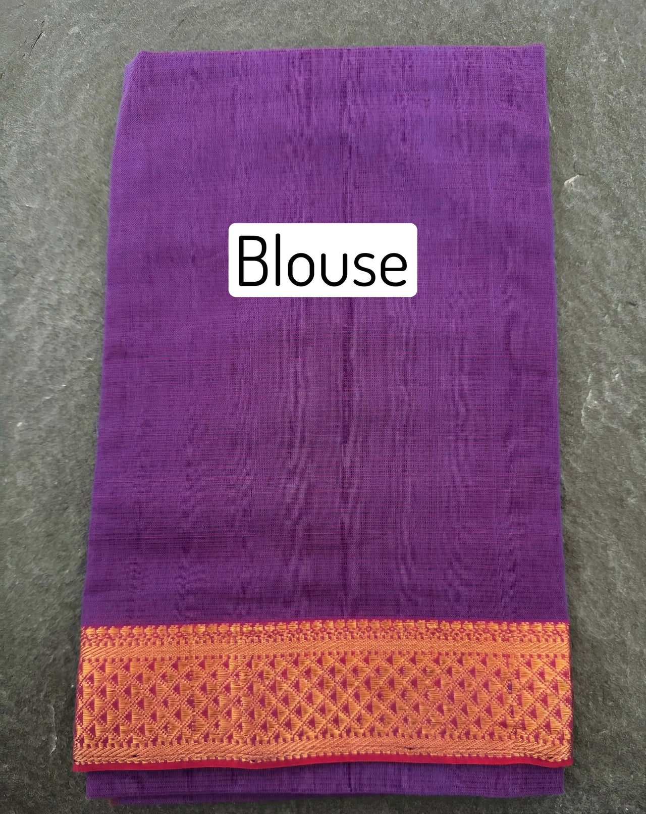 Handwoven Mangalgiri Cotton Saree | Purple | Gold Zari | Ships from California