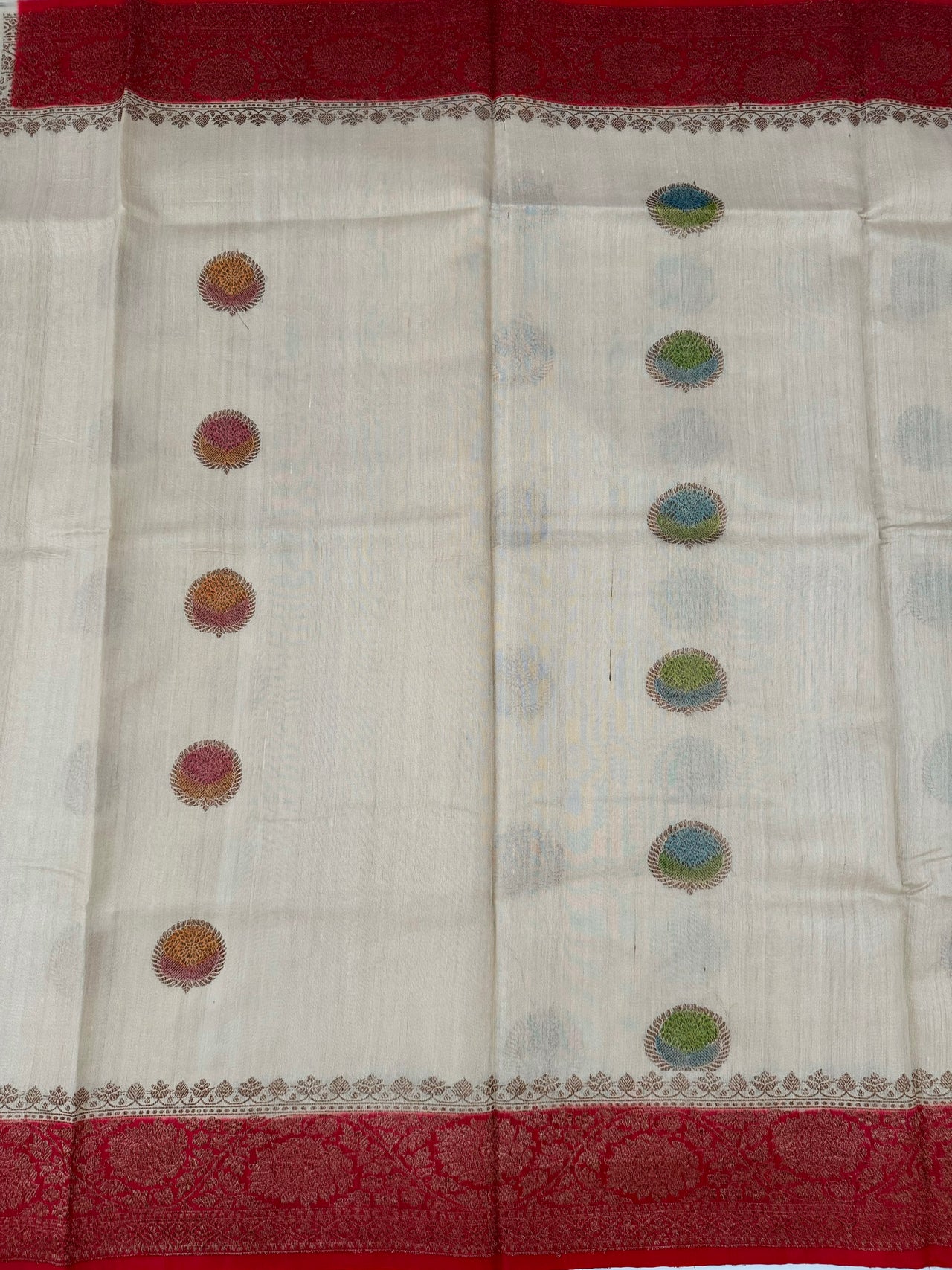 Lightweight Tussar Silk Saree | Antique Zari | Beige | Hand Brushed | Handwoven | Ships from California