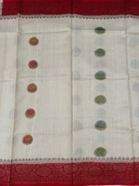 Thumbnail for Lightweight Tussar Silk Saree | Antique Zari | Beige | Hand Brushed | Handwoven | Ships from California