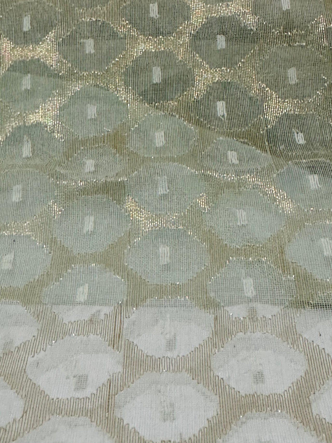 Masterpiece Authentic Dhakai Jamdani Muslin Saree from Bangladesh | Handwoven | Light Sage Green | Ships from California