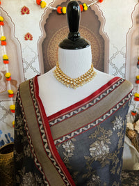 Thumbnail for Pure Cotton Saree from Banaras | Black | Gold & Silver Zari | Kadwa Weave | Handwoven | Ships from California