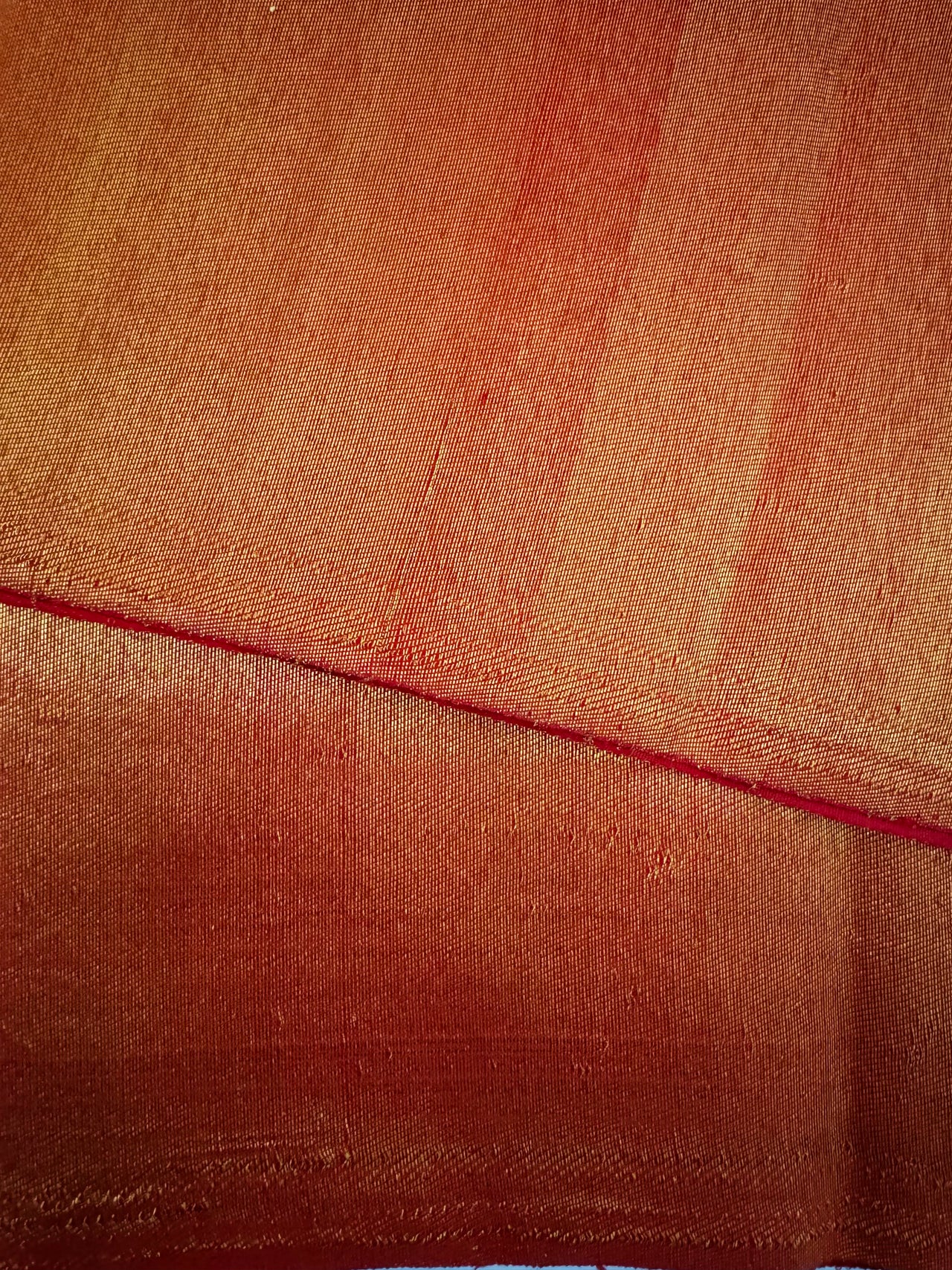 Borderless Metallic Red Kanchipuram/Kanchivaram Pure Silk Saree | Gold Zari | Handwoven | Ships from California