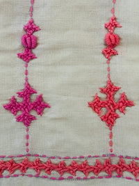 Thumbnail for Lightweight Kutch Embroidery Pure Tussar Silk Saree | Off White | Gujarati Hand Embroidery | Ships from California
