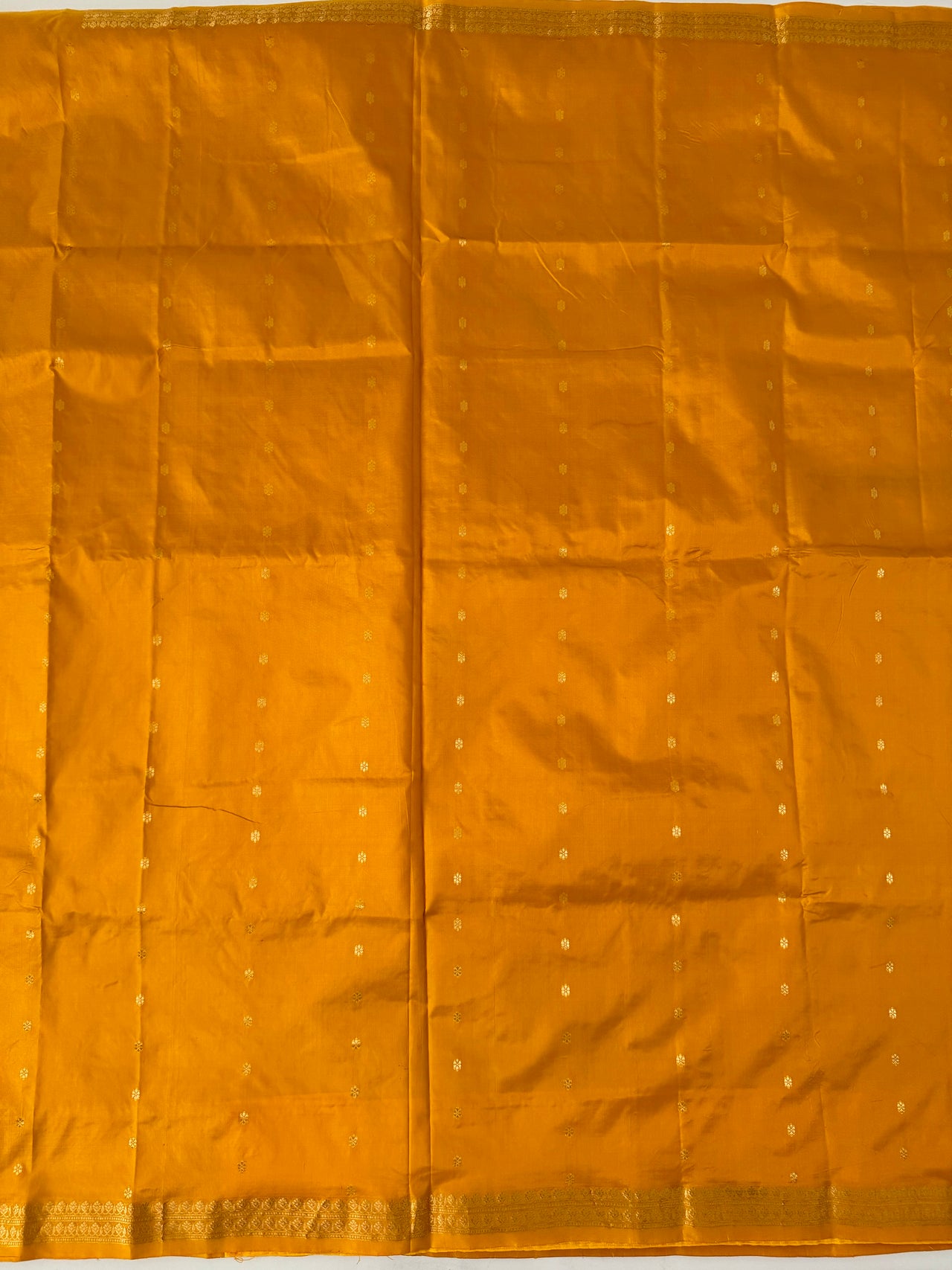 Lightweight Banarasi Katan Silk Saree | Tumeric Yellow | Gold Zari | Handwoven | Silk Mark Certified | Ships from California