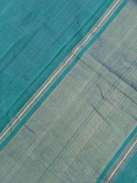 Thumbnail for Handwoven Mangalgiri Cotton Saree | Peacock Blue Green | Gold Zari | Handwoven | Ships from California