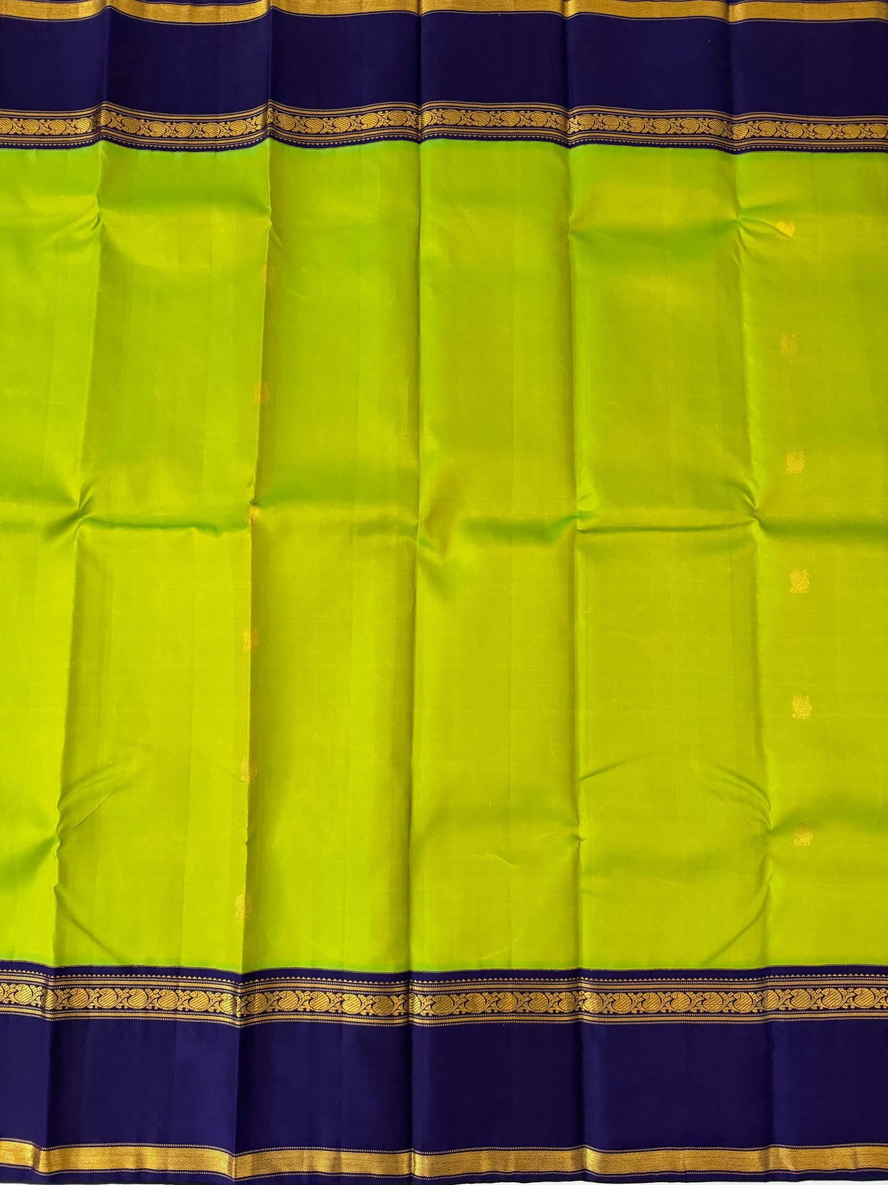 Kanchipuram Pure Silk Pure Zari Korvai Saree | Purple & Chartreuse | Contrast Border | Handwoven | Ships from California