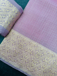 Thumbnail for Banarasi Tissue Silk Saree | Onion Pink | Handwoven | Silk Mark Certified | Ships from California