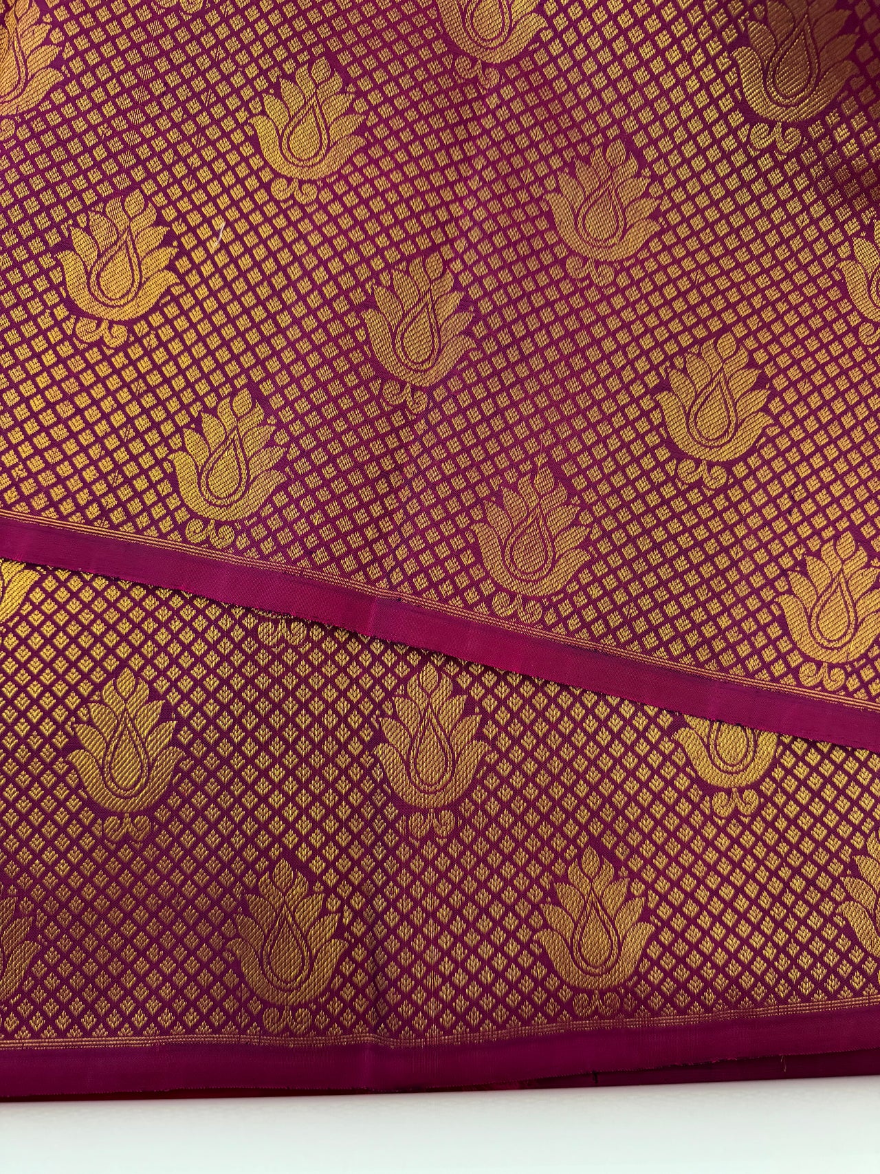Kanchipuram korvai silk saree | Half & Half | Purple | Handwoven | Ships from California