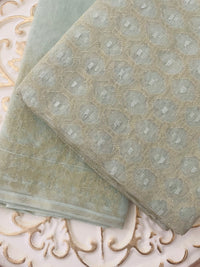 Thumbnail for Masterpiece Authentic Dhakai Jamdani Muslin Saree from Bangladesh | Handwoven | Light Sage Green | Ships from California