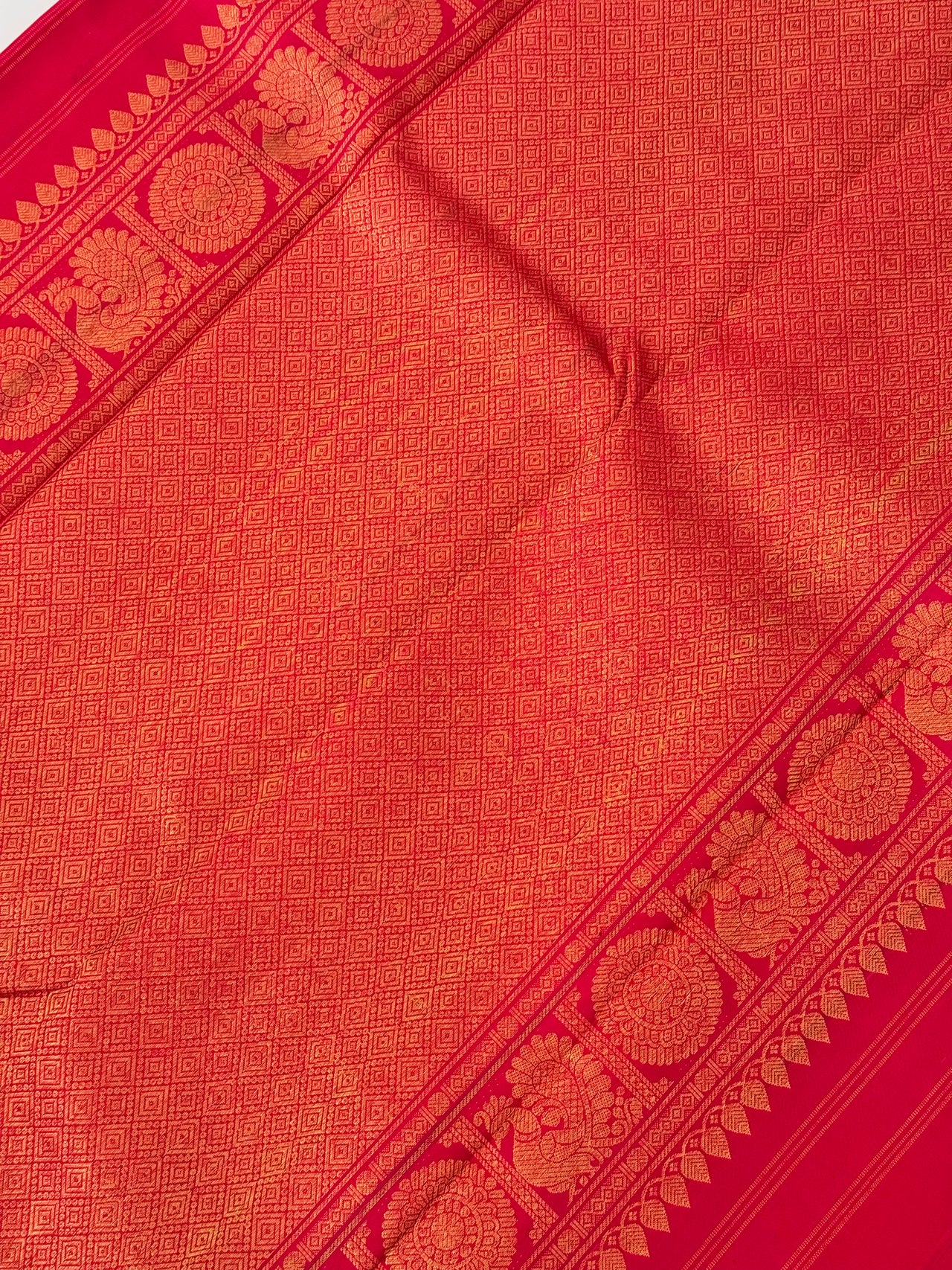 Kanchivaram Pure Silk Pure Zari Silk Saree | Pink | Contrast Blue Blouse | Gold Zari | Handwoven | Ships from California