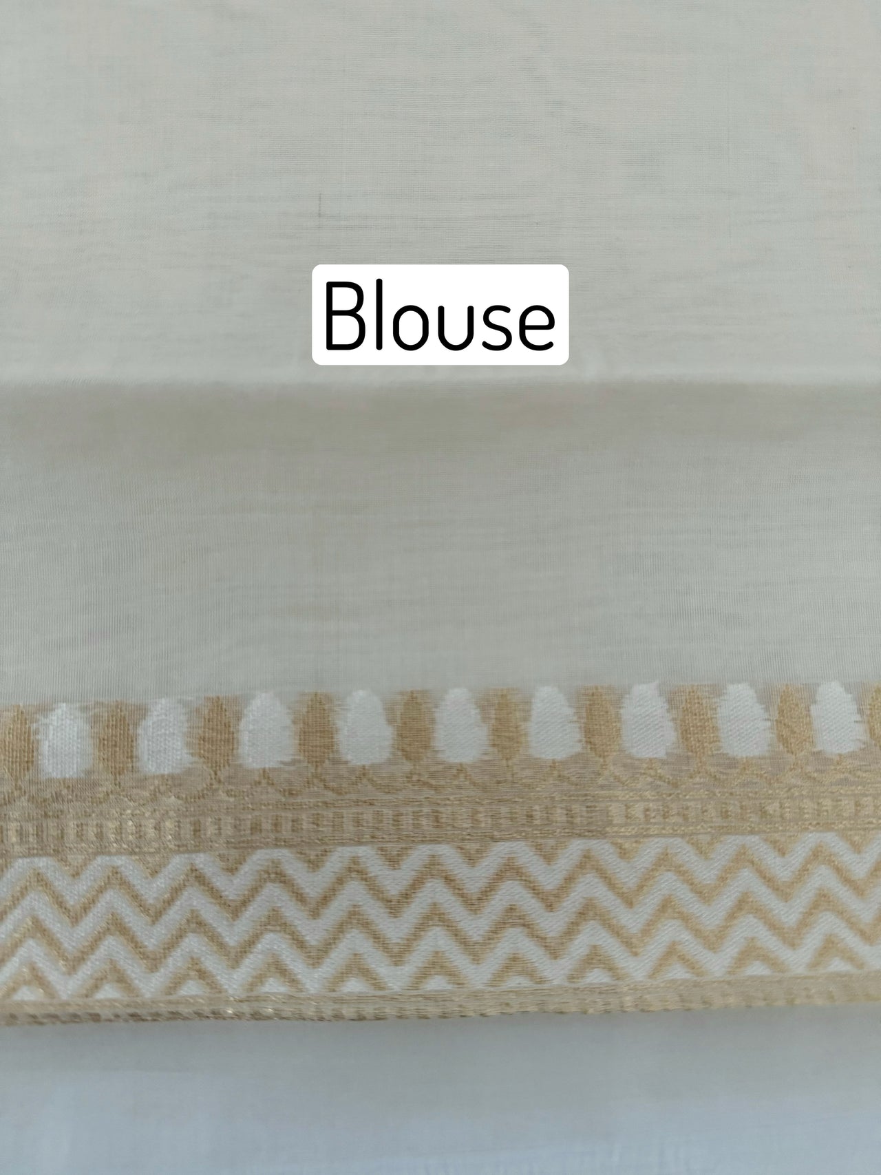 Banarasi Cotton Patola Saree | Off-White | Gold Zari | Handwoven | Ships from California