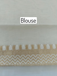 Thumbnail for Banarasi Cotton Patola Saree | Off-White | Gold Zari | Handwoven | Ships from California