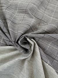 Thumbnail for ShopNaya Exclusive | Handwoven | Contemporary Pure Cotton Saree | No Blouse | Gray & Black | Handloom Mark | Ships from California