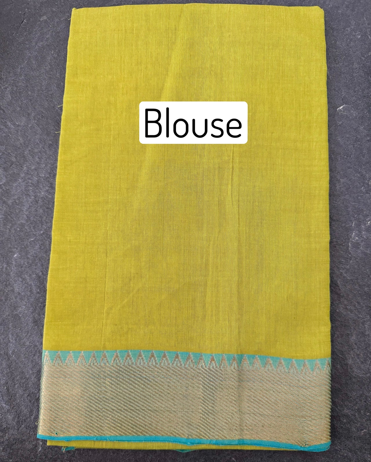Handwoven Mangalgiri Cotton Saree | Chartreuse | Gold Zari | Handwoven | Ships from California