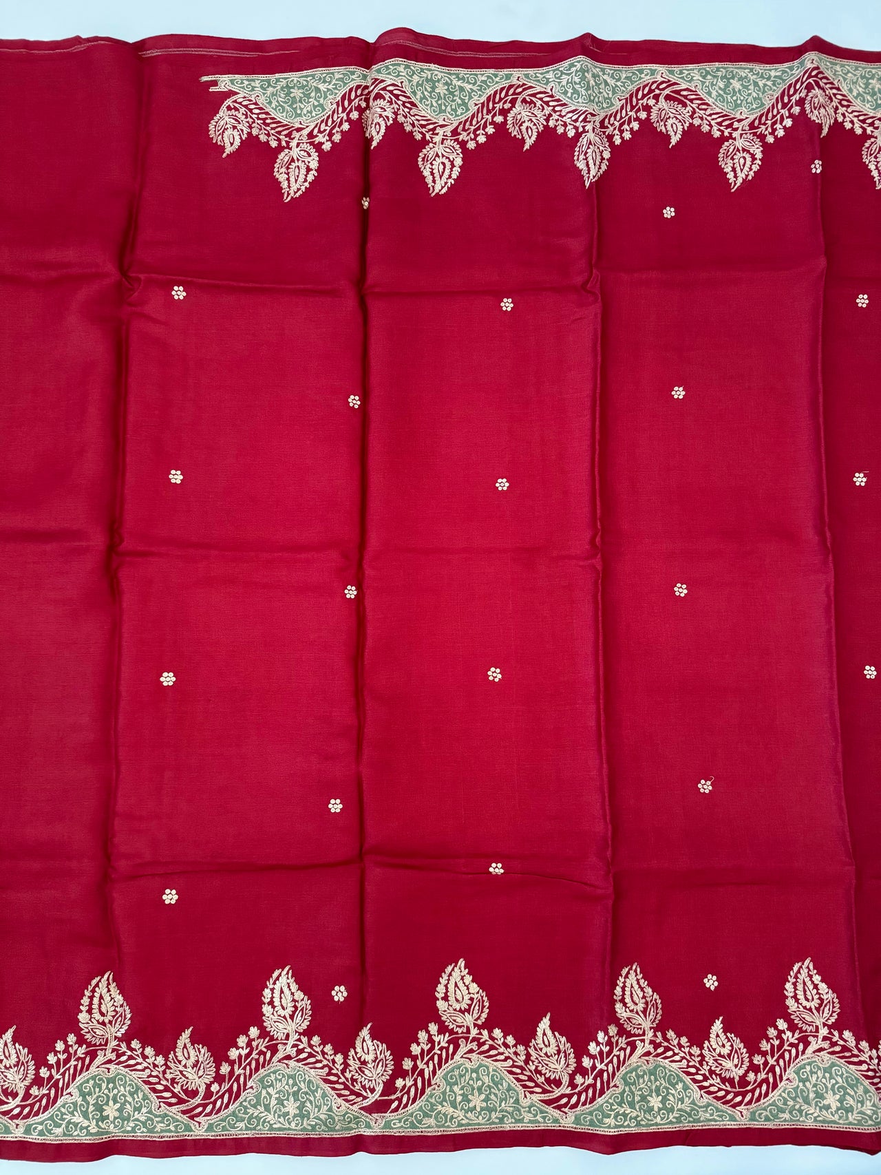 Lightweight Pure Tussar Silk Saree | Zardosi Pita Zari Work | Maroon | Hand Embroidery | Ships from California