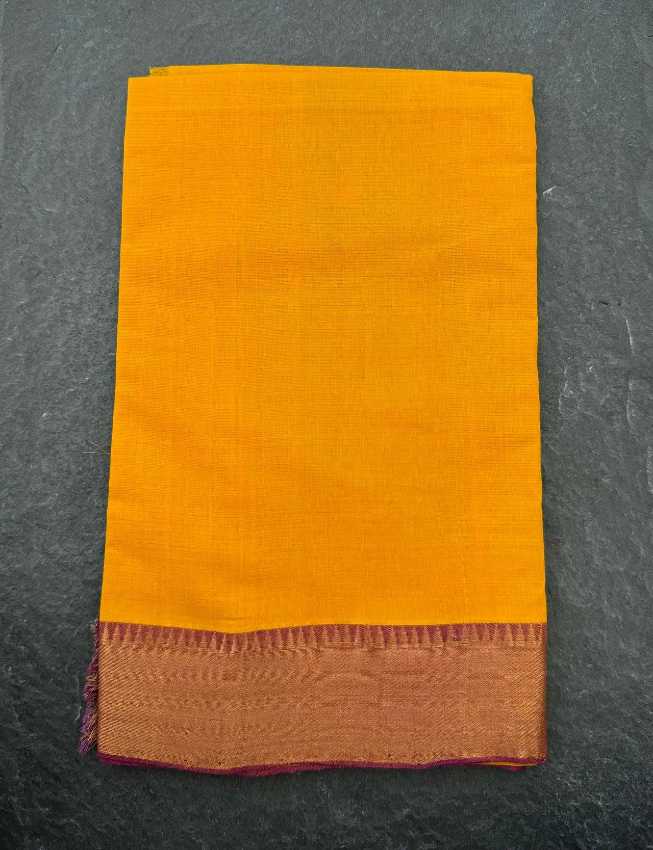 Handwoven Mangalgiri Cotton Saree | Tumeric Yellow | Gold Zari | Handwoven | Ships from California