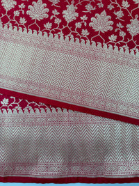 Thumbnail for Banarasi Katan Silk Saree | Red | Handwoven | Silk Mark Certified | Ships from California