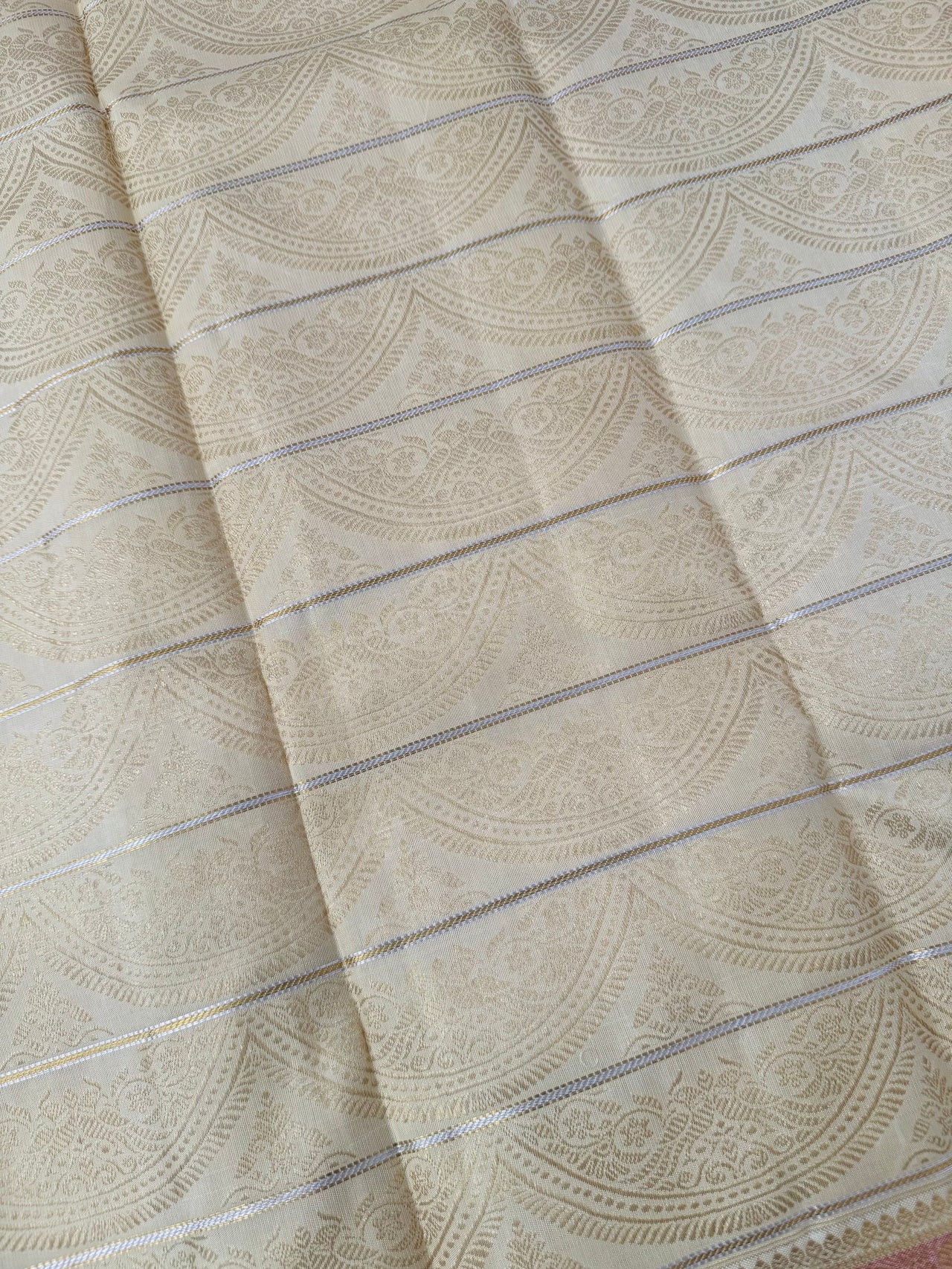 Exclusive Kanchivaram Designer Pure Silk Pure Zari Silk Saree | Beige & Gold | Handwoven | Ships from California