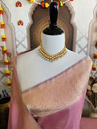 Thumbnail for Banarasi Tissue Silk Saree | Onion Pink | Handwoven | Silk Mark Certified | Ships from California