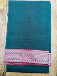 Thumbnail for Handwoven Mangalgiri Cotton Saree | Shade of Forest Green | Gold Zari | Handwoven | Ships from California