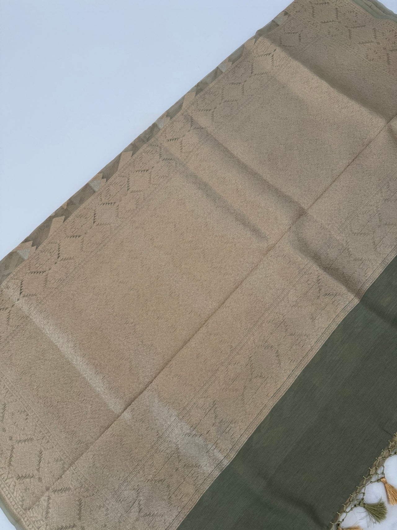 Banarasi Tissue Silk Alfi Saree | Light Sage Green | Gold & Silver Zari | Handwoven | Silk Mark Certified | Ships from California