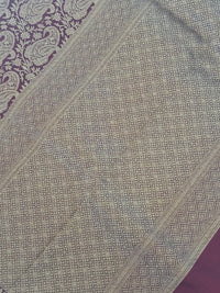 Thumbnail for Banarasi Katan Pure Silk Saree | Handwoven | Deep Maroon with Antique Zari | Ships from California