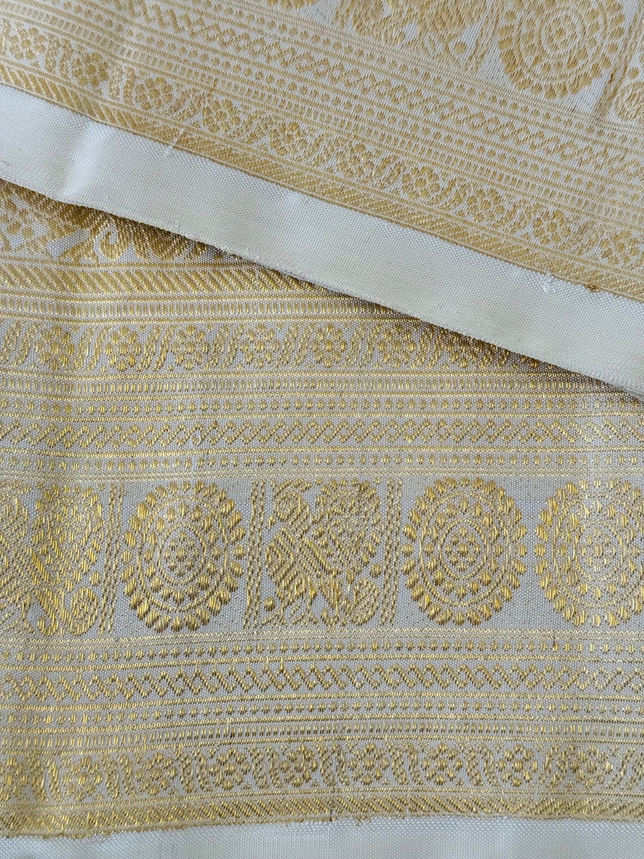 Exclusive Kanchipuram Pure Silk Saree | Off White | Ven Pattu | Pure Zari | Handwoven | Ships from California | Pushpam - ShopNaya Exclusive