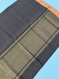 Thumbnail for Handwoven Mangalgiri Cotton Saree | Brown | Gold Zari | Handwoven | Ships from California