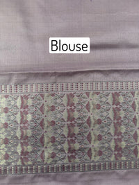 Thumbnail for Satin Silk Saree from Banaras| Tanchoi weave | Mauve/Light Purple | Handwoven | No Zari | Silk Mark Certified | Ships from California