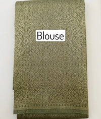Thumbnail for Banarasi Tissue Silk Alfi Saree | Light Sage Green | Gold & Silver Zari | Handwoven | Silk Mark Certified | Ships from California