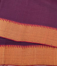 Thumbnail for Handwoven Mangalgiri Cotton Saree | Deep Purple | Gold Zari | Ships from California