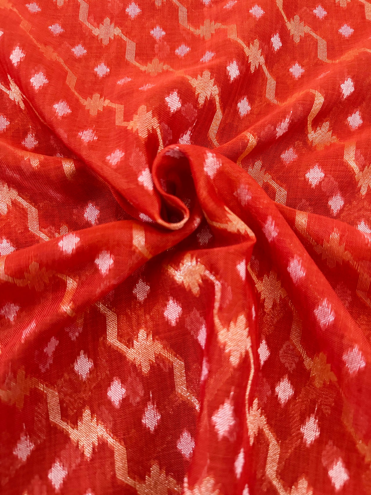 Banarasi Pure Cotton Saree | Red | Gold Zari | Handwoven | Ships from California