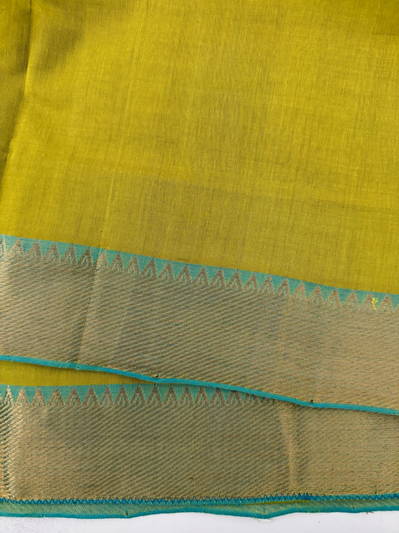 Handwoven Mangalgiri Cotton Saree | Chartreuse | Gold Zari | Handwoven | Ships from California